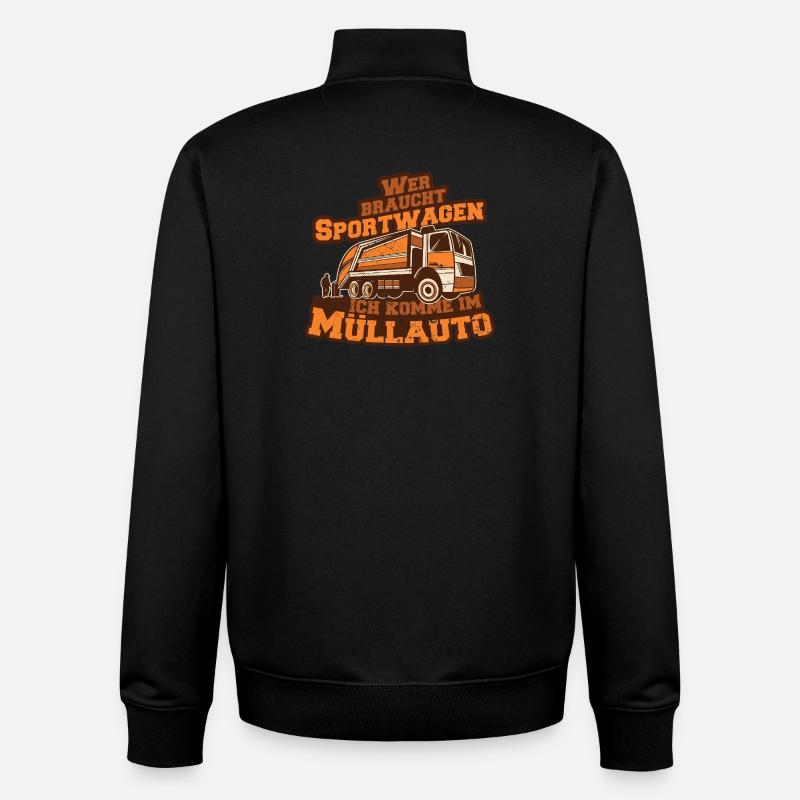 Müllauto Spruch - Unisex Organic Zip Sweatshirt von Stanley/Stella - Schwarz