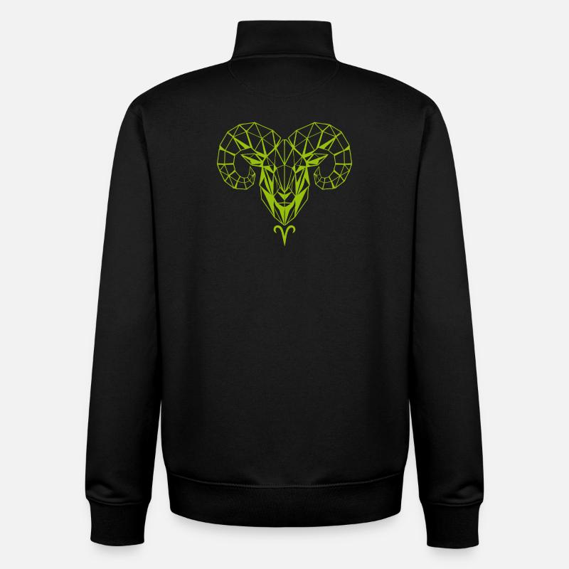 Geometric Rams Head Mesh Design - Unisex Organic Zip Sweatshirt by Stanley/Stella - black