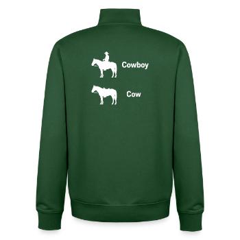 Lustige Kuh Texas Farmer Parodie Ironie Cowboy - Unisex Organic Zip Sweatshirt von Stanley/Stella - Flaschengrün - Hinten - AI Model Male 185 dark (185cm)
