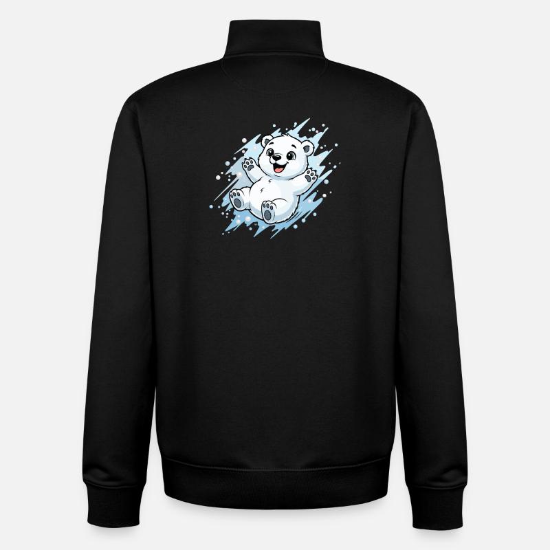 Joyeuse éclaboussure d’ours polaire - Sweat zippé unisexe en coton bio Stanley/Stella - noir