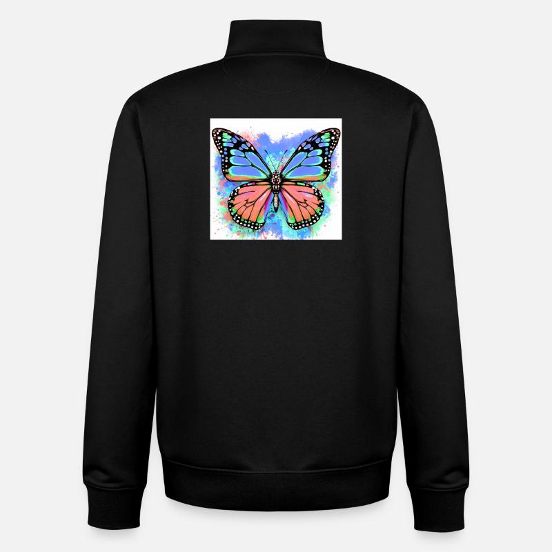 papillon - Sweat zippé unisexe en coton bio Stanley/Stella - noir