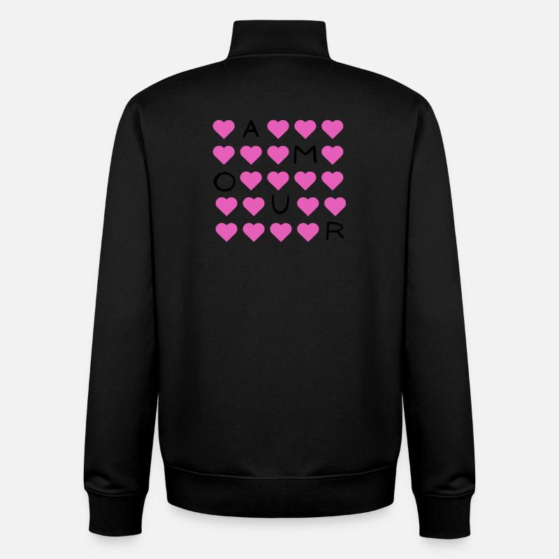 Pink Heart Grid Pattern - Unisex Organic Zip Sweatshirt by Stanley/Stella - black
