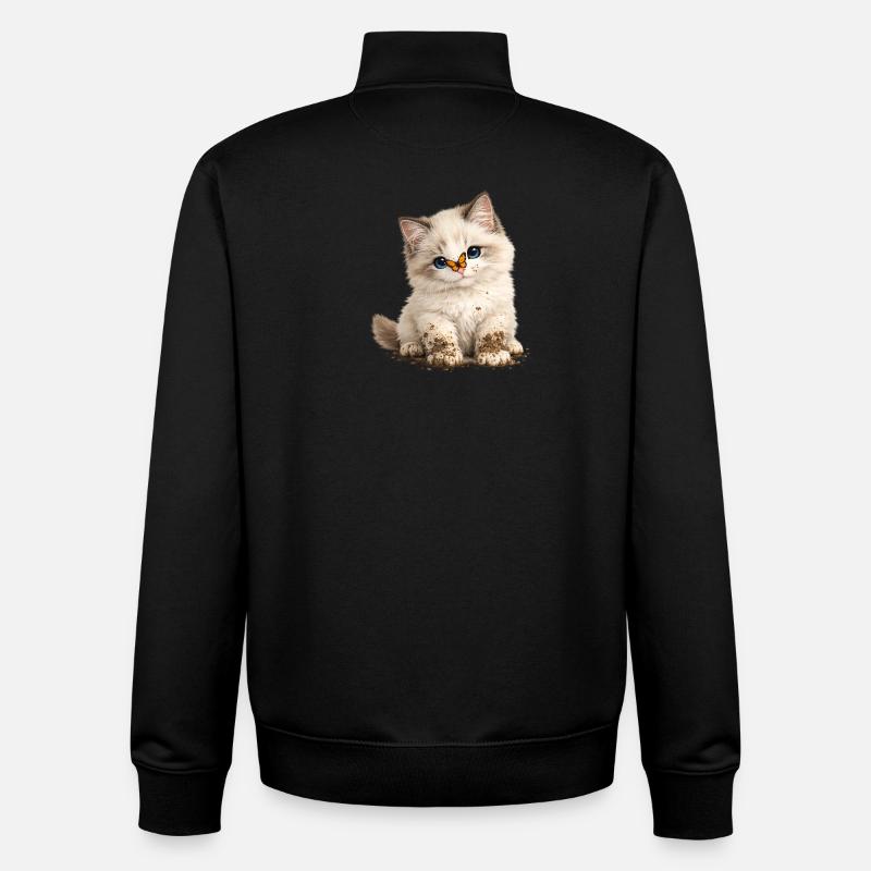 Kleines süßes Kätzchen mit Schlammpfoten - Unisex Organic Zip Sweatshirt von Stanley/Stella - Schwarz