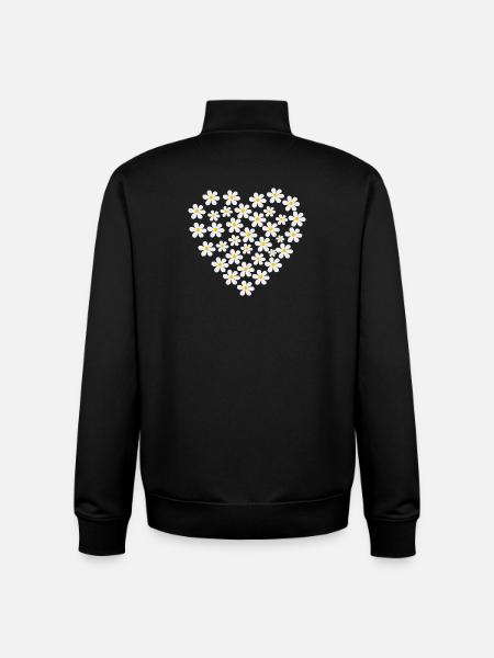 Gänseblümchen Herz | Florales Blumenherz - Unisex Organic Zip Sweatshirt von Stanley/Stella - Schwarz