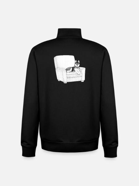 Husky im Sessel - Unisex Organic Zip Sweatshirt von Stanley/Stella - Schwarz