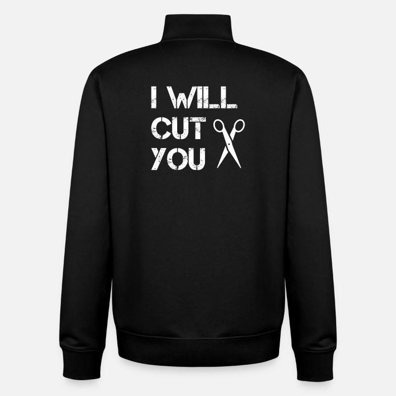 Coiffeur - Je vais te couper - Sweat zippé unisexe en coton bio Stanley/Stella - noir