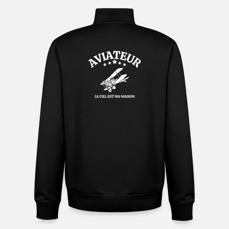 Aviateur, aviation, pilote d'avion - Sweat zippé unisexe en coton bio Stanley/Stella - noir