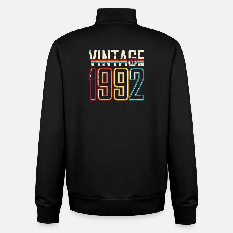 Millésime 1992 Edition Limitée - Sweat zippé unisexe en coton bio Stanley/Stella - noir