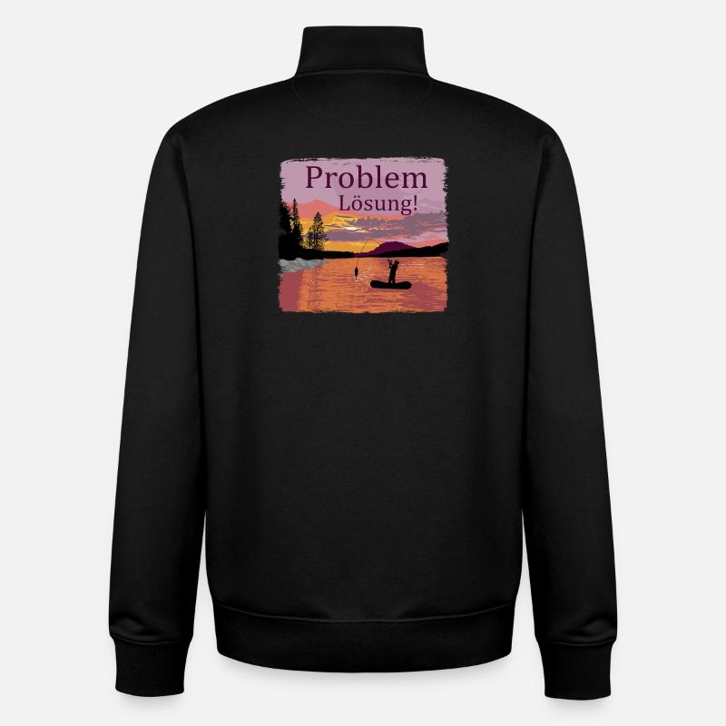 Problem Lösung Angeln - Unisex Organic Zip Sweatshirt von Stanley/Stella - Schwarz