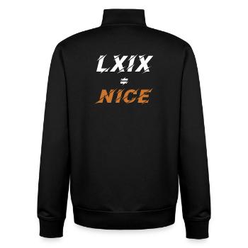 69=nice in roman numerals - Unisex Organic Zip Sweatshirt by Stanley/Stella - black - Back - AI Model Male 185 light (185cm)