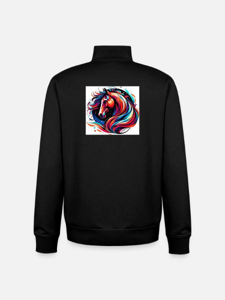 Cheval - Sweat zippé unisexe en coton bio Stanley/Stella - noir