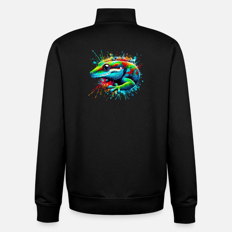 Gecko - Sweat zippé unisexe en coton bio Stanley/Stella - noir
