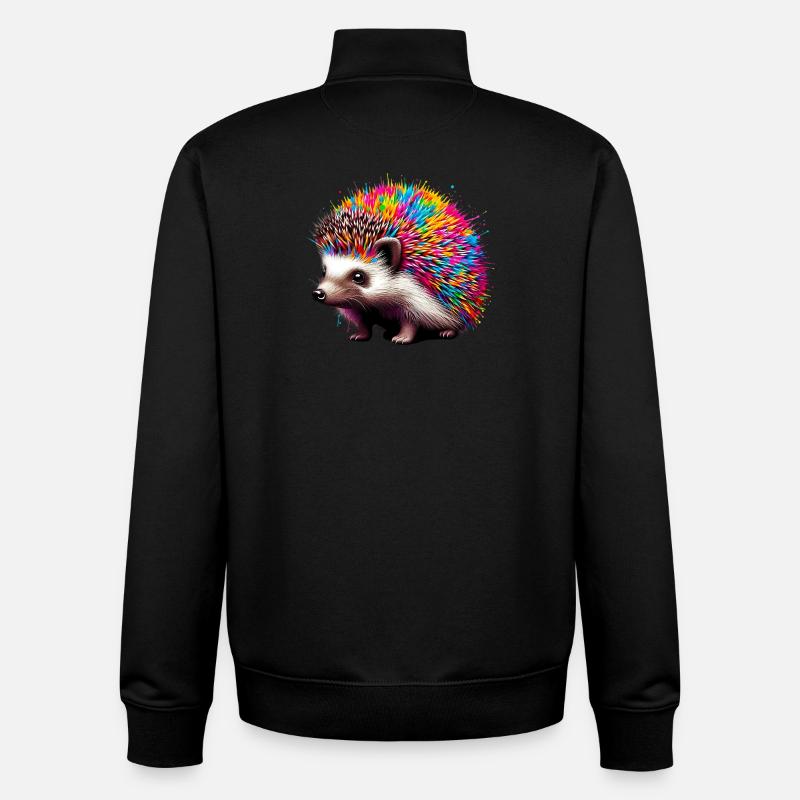 Hérisson - Sweat zippé unisexe en coton bio Stanley/Stella - noir
