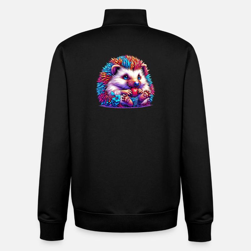 Hedgehog - Unisex Organic Zip Sweatshirt by Stanley/Stella - black