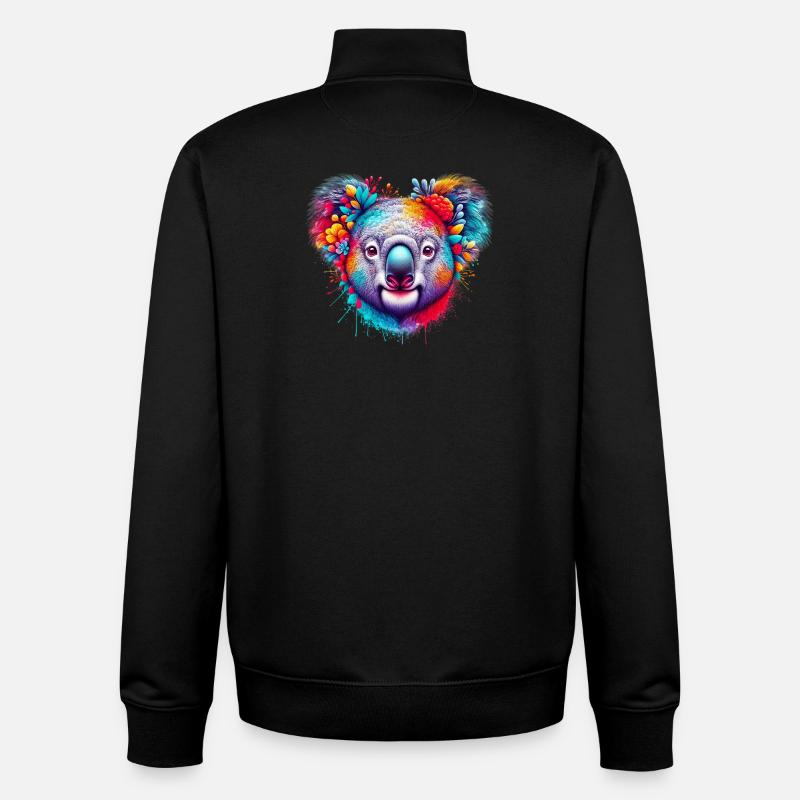 Koala - Sweat zippé unisexe en coton bio Stanley/Stella - noir