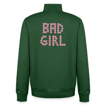 Floral Inscriptions - BAD GIRL - Unisex Organic Zip Sweatshirt by Stanley/Stella - bottle green - Back - AI Model Male 185 dark (185cm)