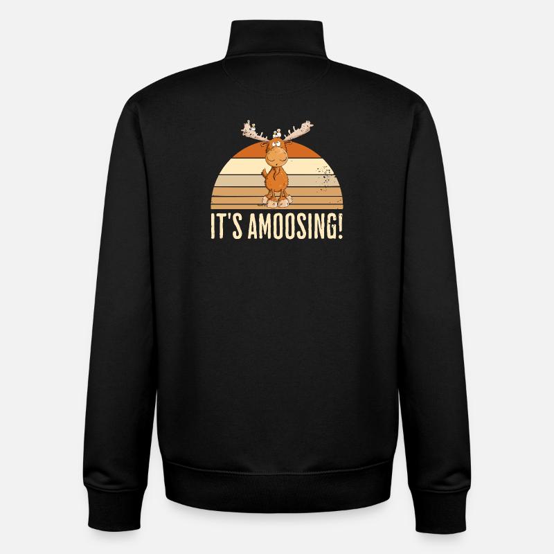 Drolliger Elch Tiermotiv Skandinavien Elche Spruch - Unisex Organic Zip Sweatshirt von Stanley/Stella - Schwarz