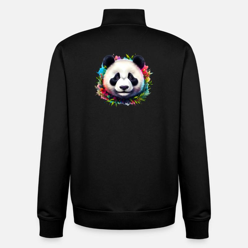 Panda - Sweat zippé unisexe en coton bio Stanley/Stella - noir