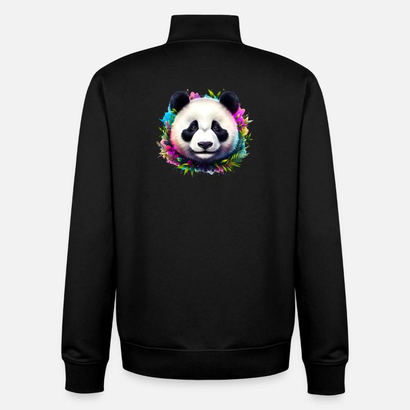 Panda - Sweat zippé unisexe en coton bio Stanley/Stella - noir