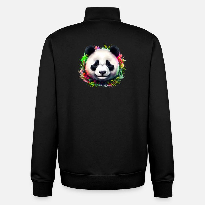 Panda - Sweat zippé unisexe en coton bio Stanley/Stella - noir