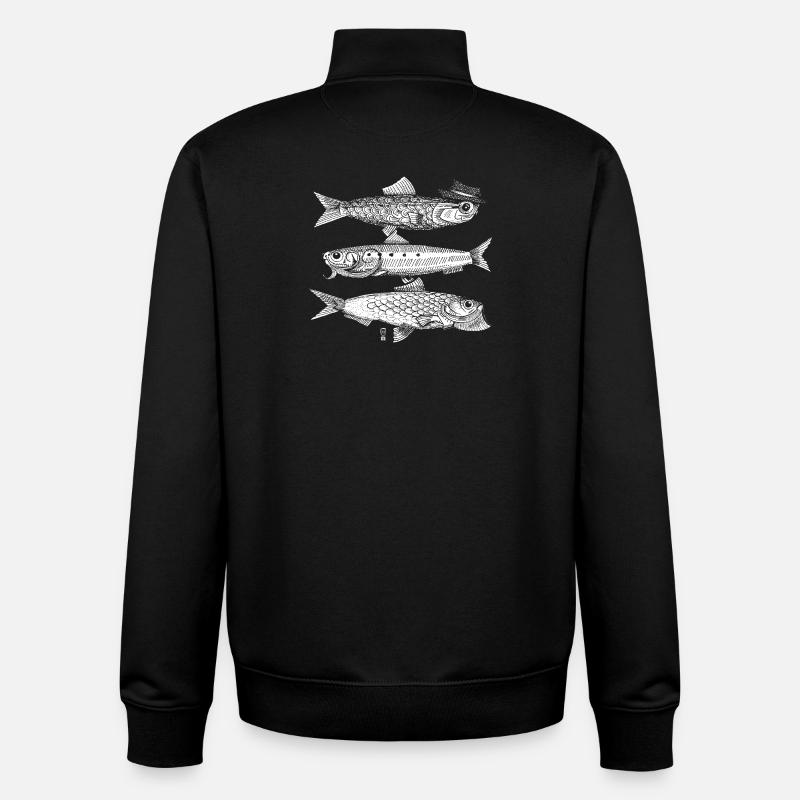 3 Fisch - Weiß - Unisex Organic Zip Sweatshirt von Stanley/Stella - Schwarz