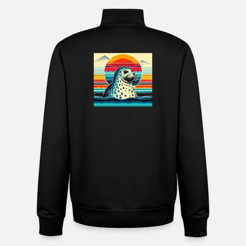 Phoque - Sweat zippé unisexe en coton bio Stanley/Stella - noir