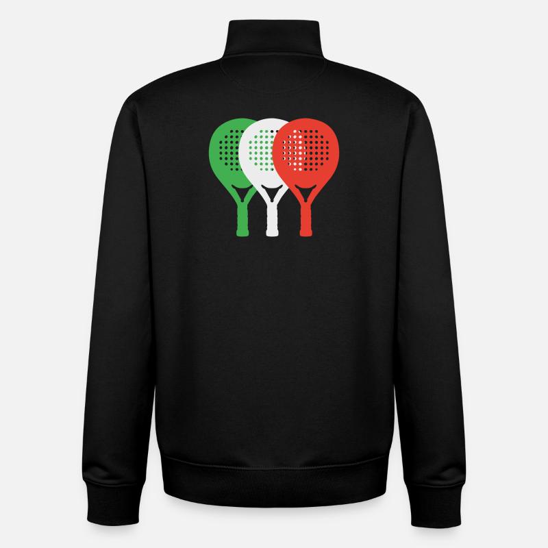 Padel-Italie2 - Sweat zippé unisexe en coton bio Stanley/Stella - noir