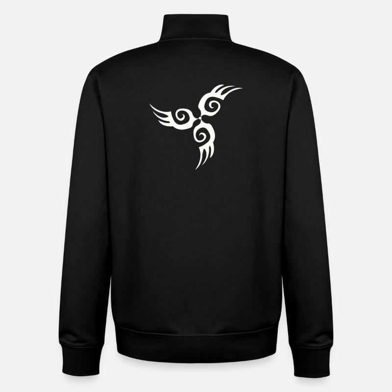 Tatouage de silhouette d’aile tribale - Sweat zippé unisexe en coton bio Stanley/Stella - noir