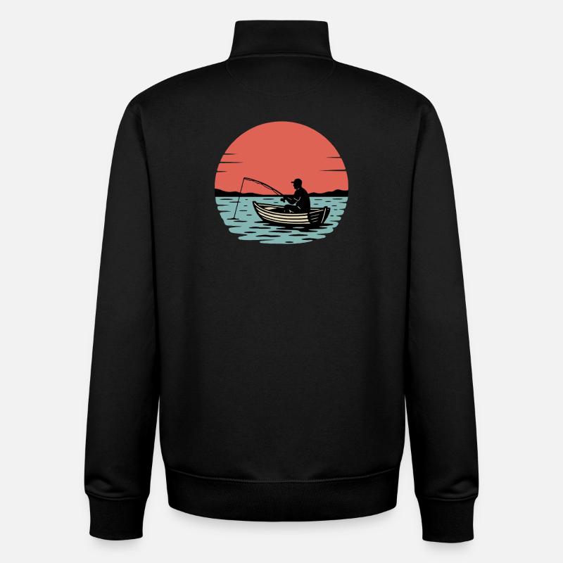 Sonnenuntergangsfischer im Boot - Unisex Organic Zip Sweatshirt von Stanley/Stella - Schwarz