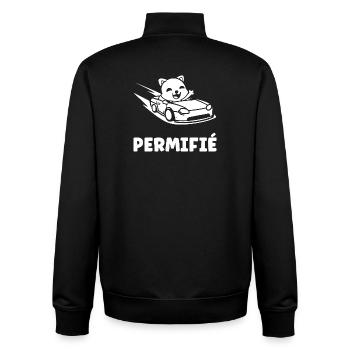 Humour permis de conduire - Sweat zippé unisexe en coton bio Stanley/Stella - noir - Dos - AI Model Male 185 light (185cm)