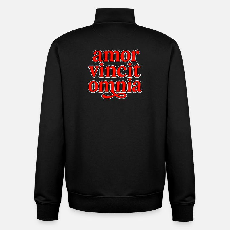 Amor vincit omnia - Sweat zippé unisexe en coton bio Stanley/Stella - noir