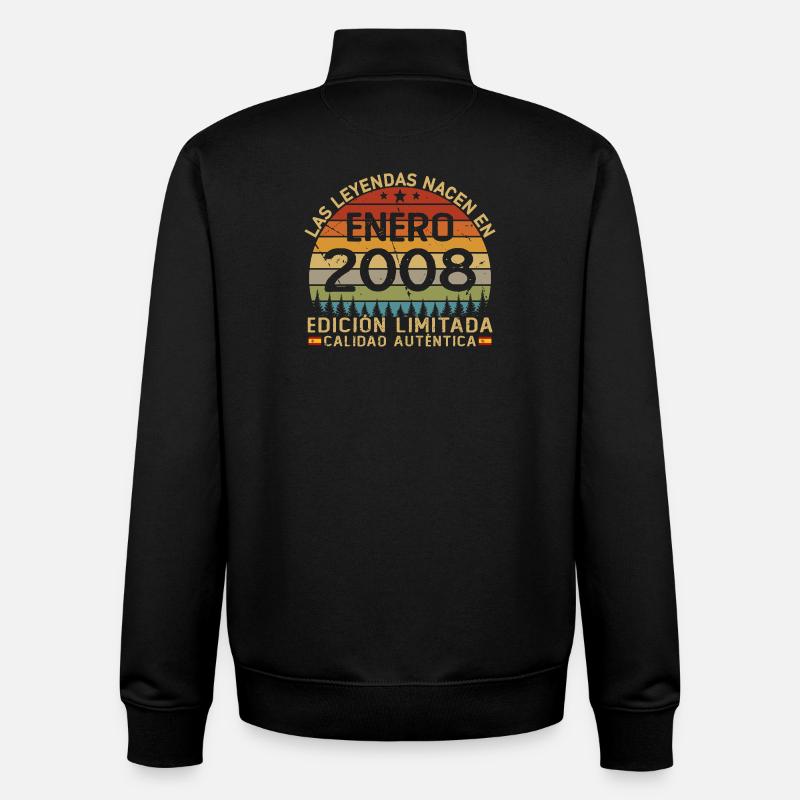 Janvier 2008 Anniversaire de 18 ans - Sweat zippé unisexe en coton bio Stanley/Stella - noir