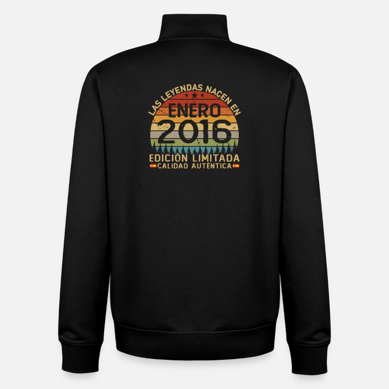 Janvier 2016 Anniversaire du Millésime - Sweat zippé unisexe en coton bio Stanley/Stella - noir