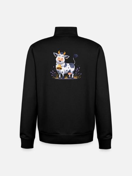 Funny cow with bell - Unisex Organic Zip Sweatshirt by Stanley/Stella - black