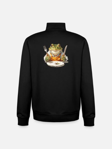 Froschkoch mit Gabel und Messer - Unisex Organic Zip Sweatshirt von Stanley/Stella - Schwarz