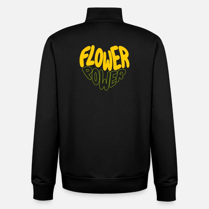 Flower Power Retro Print - Unisex Organic Zip Sweatshirt von Stanley/Stella - Schwarz