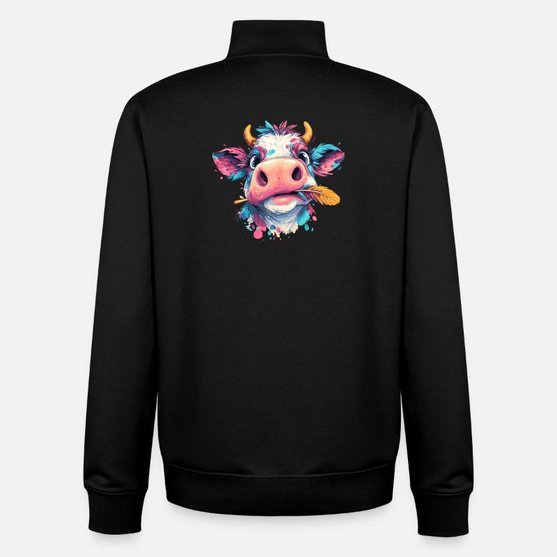 Bunter Kuhkopfspritzer - Unisex Organic Zip Sweatshirt von Stanley/Stella - Schwarz