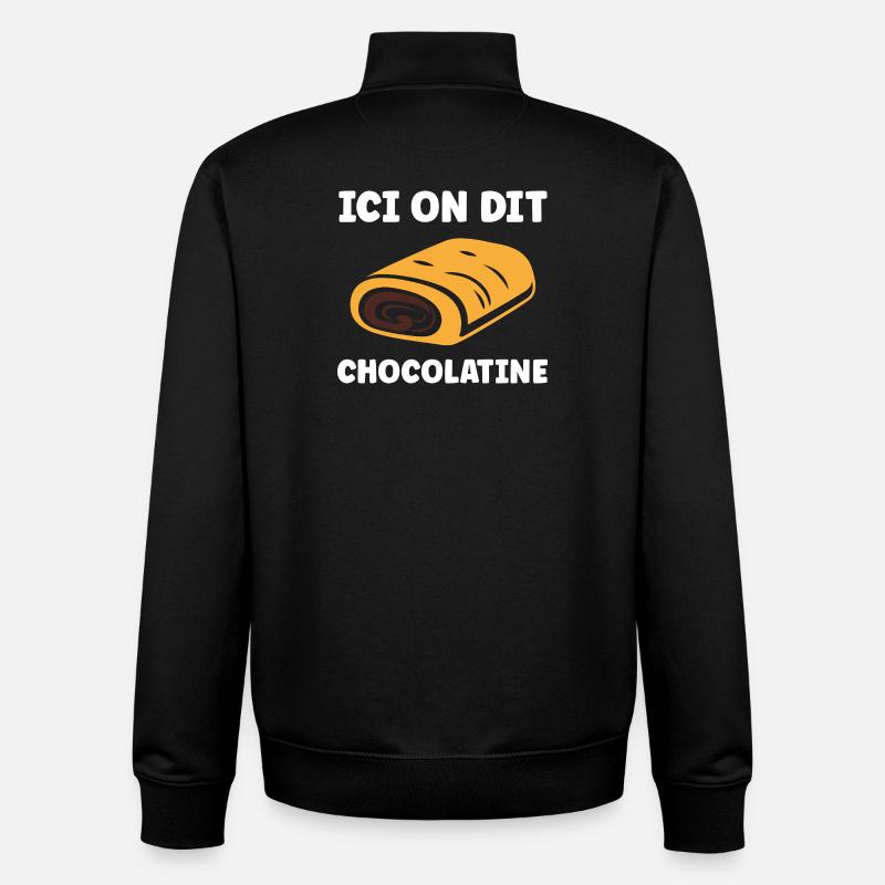 Here we say chocolatine - Unisex Organic Zip Sweatshirt by Stanley/Stella - black