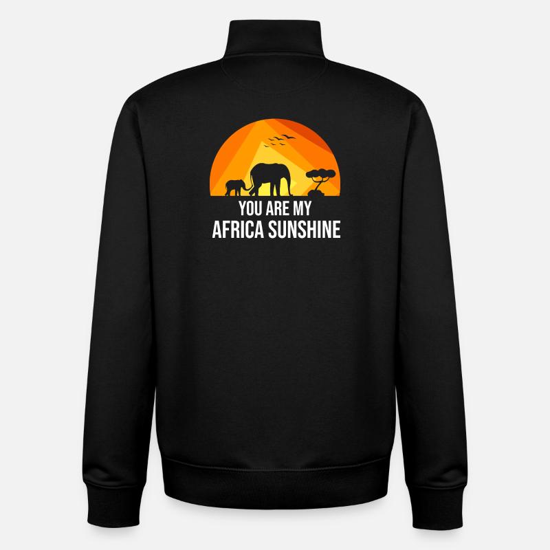 Safari Afrique Savane Éléphant de savane - Sweat zippé unisexe en coton bio Stanley/Stella - noir