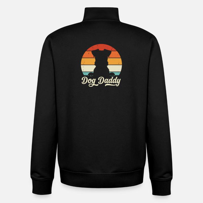 Papa de chien rétro Papa de Coucher de soleil Drôle - Sweat zippé unisexe en coton bio Stanley/Stella - noir