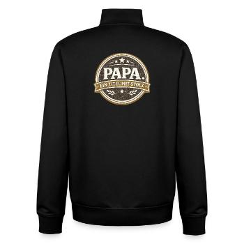 Papa Titel mit Stolz Geschenk Vintage - Unisex Organic Zip Sweatshirt von Stanley/Stella - Schwarz - Hinten - AI Model Male 185 light (185cm)