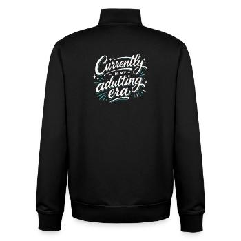 Je suis actuellement à l’ère de l’adulte – Diction ironique - Sweat zippé unisexe en coton bio Stanley/Stella - noir - Dos - AI Model Male 185 light (185cm)