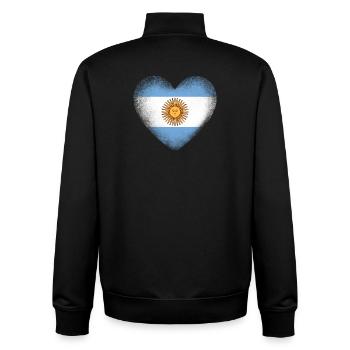 Argentina Flag Heart Proud Argentine Pride Art - Unisex Organic Zip Sweatshirt by Stanley/Stella - black - Back - AI Model Male 185 light (185cm)