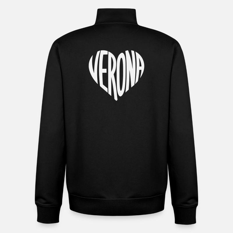 Verona Heart Typography - Unisex Organic Zip Sweatshirt by Stanley/Stella - black