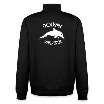 Dolphin Whisperer Ocean Lover Graphic - Unisex Organic Zip Sweatshirt by Stanley/Stella - black - Back - AI Model Male 185 light (185cm)