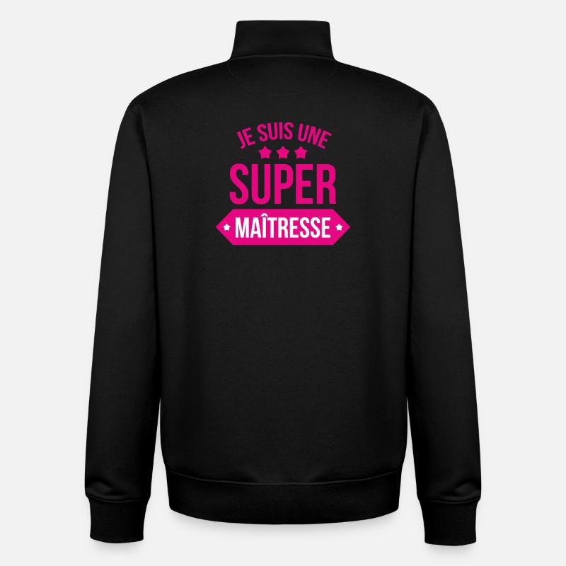 Super Maîtresse : L'Héroïne de l'École Primaire ! - Sweat zippé unisexe en coton bio Stanley/Stella - noir