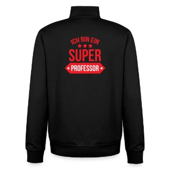 Super Professeur Étoiles Typographie Rouge et Blan - Sweat zippé unisexe en coton bio Stanley/Stella - noir - Dos - AI Model Male 185 light (185cm)