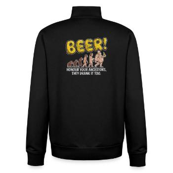 Evolution Beer Lustiges Witziges Bier - Unisex Organic Zip Sweatshirt von Stanley/Stella - Schwarz - Hinten - AI Model Male 185 light (185cm)