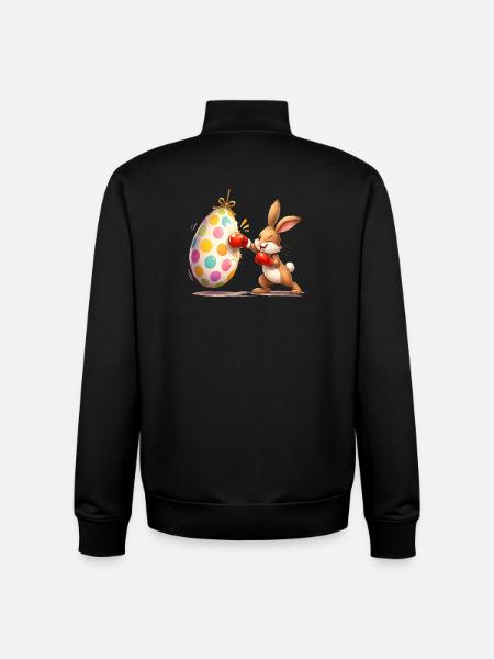 Boxender Osterhase mit Osterei-Boxsack  - Unisex Organic Zip Sweatshirt von Stanley/Stella - Schwarz