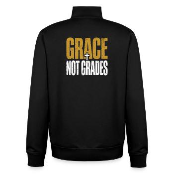Grace Not Grades Christlicher Lehrer Jesus Glaube - Unisex Organic Zip Sweatshirt von Stanley/Stella - Schwarz - Hinten - AI Model Male 185 light (185cm)